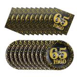 Vintage 1960 65th Birthday Party Supplies - 120 PCS Black Gold Tableware Set for 60 Guests Includes 60 Napkins & 60 Plates - Disposable Happy 65th Birthday Decorations, Elegant Celebration Essentials