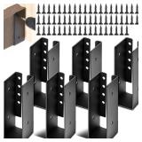 Blulu 6 Pcs Concealed Joist Hangers with Screws Powder Coated Steel Joist Bracket Fence Brackets for Wood Fit for Beam Swing Handrail Fence Trim Flanges Framing Railing (2 x 6 Inches)