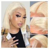 EAGERA Blonde Bob Wig Human Hair 12 Inch 613 13x6 Lace Front Wig Human Hair 180% Density Blonde Wig Human Hair with Baby Hair 613 Lace Front Wig for Women