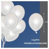 Fayoo White Balloons, 12 Inch White Metallic Balloon Party Decoration for Baby Shower, Christmas Decorations, Birthdays, Bridal Shower, Valentineâs Day, Graduation 100 Pcs 3.2g