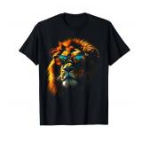 Lion Artwork Sunglasses Colourful Art Zoo Animal Lion T-Shirt M