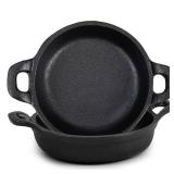Ziliny Mini Cast Iron Skillets 5 x 5 x 1.3 Inch Cast Iron Pan Small Ramekin Set Black Casserole Dish Cookware Oven Safe Mini Skillets for Kitchen Indoor Outdoor Picnic (2 Pack)