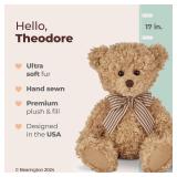 Bearington Theodore Teddy Bear Stuffed Animal - 17\" Soft Teddy Bear Plush Toy with Fluffy Fur and Huggable Design - Adorable Classic Cuddly Gift for Kids, Toddlers, and Animal Lovers