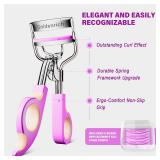Eye Lash Curler with 6 Boxed Replacement Pads, Goldenrich Eyelash Curlers Painless Perfect Curl, Nice and Easy to Identify-Silver Purple Pink