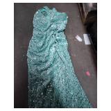 Cololura Women Sexy Sequin Elegant One Shoulder Tassel Mermaid Bodycon Party Cocktail Evening Dress Light Green