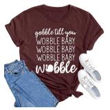 MAIHUN Gobble Till You Wobble Shirt Women Thanksgiving Shirt Funny Turkey Shirts Thanksgiving Day Tee Tops Red 2XL