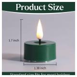 Eywamage Green Christmas LED Tealights with Remote Batteries, Flickering Flameless Tea Lights Votive Candles Set of 12
