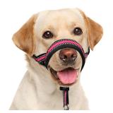 BARKLESS Soft Dog Head Collar, Patented Padded No Pull Head Halter, Training Nose Leash with Safety Link for Medium Large Dogs, Adjustable Muzzle Leash, Easy Control for Walking(Pink, L)