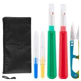 Seam Ripper and Thread Remover Kit,2 Big and 2 Small Sewing Stitch Thread Unpicker and 1 Sewing Trimming Scissor Nipper Tool for Thread Remove(Multi-Color)