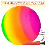 ArtCreativity 16 Inch Rainbow Playground Ball for Kids, Durable Rubber, Includes Hand Pump, Bouncy Outdoor Toy for Backyard, Park, Beach, Boys and Girls Ages 3+