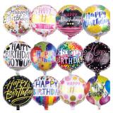 50 Pieces Happy Birthday Party Aluminum Foil Balloons 18\" Foil Mylar Helium Balloon Round Inflatable Balloons for Birthday Parties Baby Shower Decorations Supplies