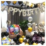 50 Pieces Happy Birthday Party Aluminum Foil Balloons 18\" Foil Mylar Helium Balloon Round Inflatable Balloons for Birthday Parties Baby Shower Decorations Supplies