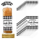 Containlol 100 Pack Bread Bags for Homemade Bread with Twist Ties, Clear Plastic Bakery Bags with Black Buffalo Plaid Design for Sourdough, Cookies, Rolls, Home Bakers Gift Packaging