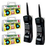 5 Pieces Inflatable Radio Boombox Inflatable Mobile Phone,Retro Mobile Phone for 80