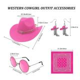 HyperFun Cowgirl Outfits for Women Western Costume Accessories Cowboy Hat Tassels Fringe Vest Earring Hippie Glasses Bandana For Halloween