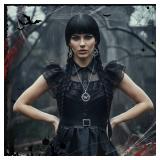 S-noilite Wednesday Addams Braided Black Wig with Bangs Long Braids Wigs for Women Girls Cosplay Party Halloween+Wig Cap