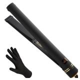 HOT TOOLS Pro Artist Black Gold Ionic 1 Inch Flat Iron - Use as Straightener for Sleek Straight Hair or Use Rounded Edges for Shiny Curls and Waves, Stylist-Preferred Styles