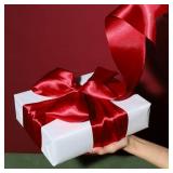 LaRibbons Red Satin Ribbon 4 Inch 10 Yards Christmas Ribbons Double Faced Luxury Burgundy Silk Ribbon for Gift Wrapping Flower Bouquets Bow Christmas Wedding Party Decoration