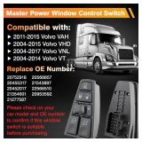 Turvysen Power Window Switch Driver Side Compatible with Volvo VAH 2011-2015, VHD 2004-2015, VT 2004-2014, VNL 2004-2017, Window Control Switch Replaces 20752918 21354601 21277587 21543897
