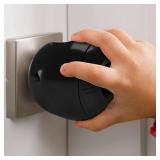 Child Safety Door Knob Cover (4 Pack) Hard-to-Remove Dual-Lock Door Handle Covers for Kids - Reusable Baby Proof Door Knob Locks - Installs Easily, No Tools Needed (Black)