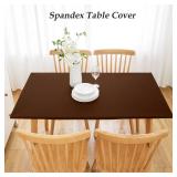 Wolkemer Fitted Rectangle Tablecloth Spandex Stretch Brown Cocktail Table Cover Elastic Edge Topper Cap for Dining Wedding Party Picnic 42 x 72 Inch
