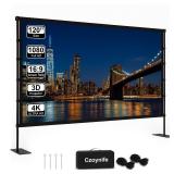 Czoynife Projector Screen with Stand - 120inch Outdoor Projector Screen Portable, 16:9 Indoor Movie Screen, 4K HD, 3D Compatible Includes Carry Bag