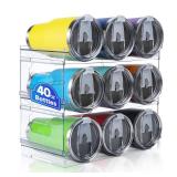 [Large Compartment] Water Bottle Organizer for Stanley 40 oz, 3 Pack Stackable Water Bottle Organizer, Clear Water Bottle Holder for Tumbler Travel Mug Cup, Kitchen Pantry Organization and Storage