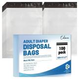 Calvana100 Pcs Extra Thick Adult Diaper Disposable Bags Odor Tight Sealing Disposal Bags Tear Resistance Adult Diaper Genie Extra Large Prevents Leakage Incontinence Disposal Bags (12 X 17 In)