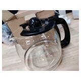 12-Cup Glass Carafe Replacement Pot for Mr Coffee, Black & Decker, Hamilton Beach, KitchenAid, Universal Coffee Maker Carafe Pot 12 Cup- 1.8L Coffee Pot with Handle & 3 Snap-On Caps in Different Sizes