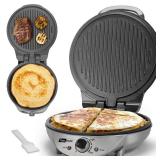 FineMade Electric Griddle Nonstick, Multi-Funtional Quesadilla Maker 10 Inch, Electric Grill Indoor, Pancake Griddle & Pan, Smokeless Indoor Grill, Non-stick Surface, Silver