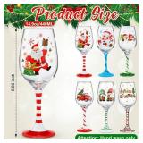 Boao Set of 12 Christmas Wine Glasses 14.9oz Festive Santa Snowman Christmas Tree Drinking Goblets Cups Painted Xmas Gift Winter Wine Glassware for Party Wedding Holiday(Red,Green,White,Cute) MISSING 