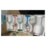 Boao Set of 12 Christmas Wine Glasses 14.9oz Festive Santa Snowman Christmas Tree Drinking Goblets Cups Painted Xmas Gift Winter Wine Glassware for Party Wedding Holiday(Red,Green,White,Cute) MISSING 