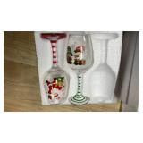 Boao Set of 12 Christmas Wine Glasses 14.9oz Festive Santa Snowman Christmas Tree Drinking Goblets Cups Painted Xmas Gift Winter Wine Glassware for Party Wedding Holiday(Red,Green,White,Cute) MISSING 