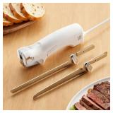 ZIMOMOTA Electric Knife for Meat Slicing, Electric Bread Knife with 4 Stainless Steel Blades, Electric Kitchen Knife for Cutting Meats, Poultry, Bread, Crafting Foam & Moreï¼Whiteï¼