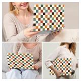 QJUZO Compatible with MacBook Air 13 inch Case 2025 2024 2023 2022 M4 M3 M2 A3240 A3113 A2681, Laptop Hard Shell Cover with Screen Protector + Keyboard Cover for MacBook Air 13.6\" - Brown Green Plaid