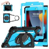 Scnioy Case for iPad 9th Generation iPad Case 9th 8th 7th Generation iPad 10.2 Inch iPad 9th Gen Cover with Screen Protector Pen Holder TabletCases 360Â° Rotating Stand, Black Blue