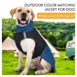 Windproof Dog Winter Jackets - Outdoor Coats for Cold Weather, Waterproof Raincoats with Leash Hole, Black Blue XL