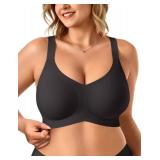 Vertvie Bras for Women No Underwire Wireless Support Bra Underarm-Smoothing Seamless Push Up Full Coverage T-Shirt Sports Bra(Black,X-Large)