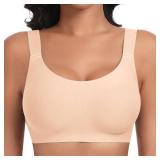 SINFLA Wireless Bras for Women No Underwire Seamless Full Coverage Comfortable Everyday Bra with Medium Support (Nude,Small)