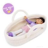 June Garden Cozy Dream Doll Bassinet - Baby Doll Portable Carrier - Fits for American Girl Dolls or Teddy Bears up to 14\" - Cream White