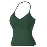 VOYJOY Impact Longline Strappy Top Workout Tank Tops for Women Impact Gym Sports Bra Camis L