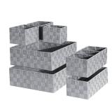 ORGMASTER Drawer Organizer, Cube Baskets for Storage Shelves, Handmade Small Woven Basket, Shallow Storage Bins for Organizing Desk, Dresser, Kitchen, Pantry, Nested 7 Pack, Gray