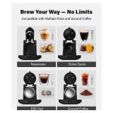 KIDISLE 20 Bar Espresso Machine, Compatible with Nespresso Original & Dolce Gusto Capsules, Ground Coffee & ESE Pods, 47.3oz Tank, One-Touch Boil, Smart Controls, Drip Tray & Storage