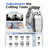 KIKIDO Hair Clippers Professional Cordless for Men, Barber Clippers for Hair Cutting Kit, Wireless LCD Display Hair Trimmers Set, Rechargeable Haircut Machine for Family (Sliver)