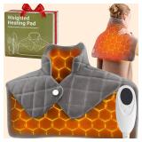 Weighted Heating Pad for Neck Shoulders and Back, Valentines Day Gifts for Her Him Husband, Birthday Gifts for Women Men Dad, Instant Electric Heated Blanket with 9 Heat Options 4 Auto-Off Timer, Grey