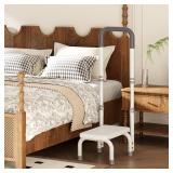 Height Adjustable Step Stool with Handle and Non-Skid Platform, Lightweight & Sturdy Standing Aid Support for Elderly, Seniors, Ideal for Bedside, Bathtub & Car Use, Holds up to 440 lbs (White)