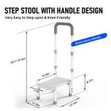 Height Adjustable Step Stool with Handle and Non-Skid Platform, Lightweight & Sturdy Standing Aid Support for Elderly, Seniors, Ideal for Bedside, Bathtub & Car Use, Holds up to 440 lbs (White)