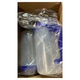 Kritkin 32 oz Hospital Water Cup with Straw and Lid Insulated Double Walled Water Cup with Handle and Straw Elderly Bottle Plastic Drinking Hospital Carafe Insulated Mug(Red and Blue,4)