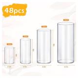 4 Pack Glass Cylinder Vases 4,6,8,10 Inch Tall Clear Flower Vase Hurricane Floating Candle Holder for Table Centerpiece Wedding Home Decor