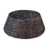 KOLWOVEN Tree Collar Large to Small Christmas Tree, 28\" Christmas Tree Ring Adjustable Water Hyacinth Skirt, Christmas Tree Skirt for Decoration, Base Protection from Pets (Water Hyacinth-Black)